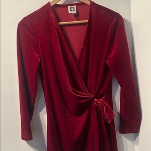 Elegant Red Velvet Faux wrap top